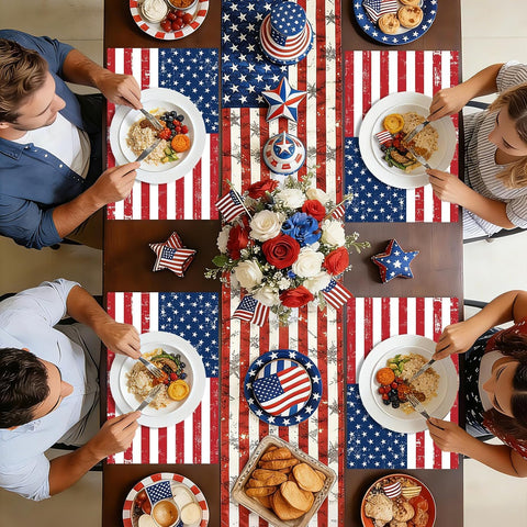 50Pcs July Patriotic Paper Placemats 11" x 17" - USA Flag 250th Anniversary Independence Day Table Mats - Grencian