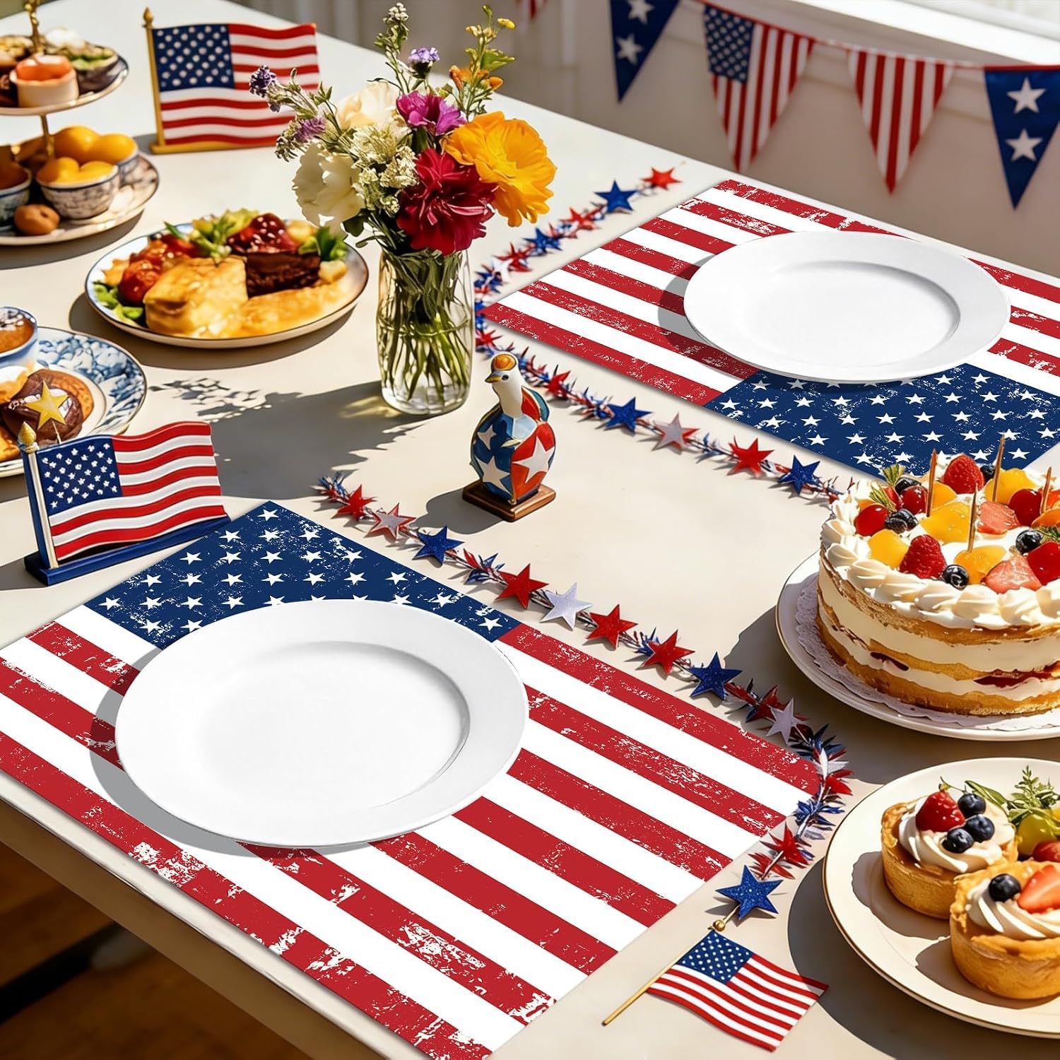 50Pcs July Patriotic Paper Placemats 11" x 17" - USA Flag 250th Anniversary Independence Day Table Mats - Grencian