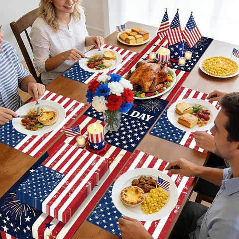 50Pcs July Patriotic Paper Placemats 11" x 17" - USA Flag 250th Anniversary Independence Day Table Mats - Grencian