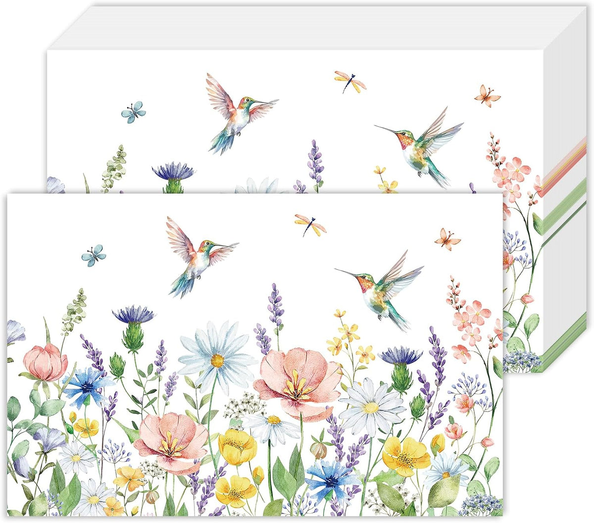 50Pcs Summer Wildflower Paper Placemats 11" x 17" - Hummingbird Floral Table Mats - Grencian