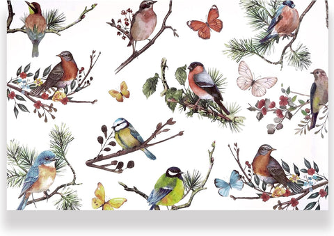 50Pcs Vintage Bird Paper Placemats 11" x 17" - Floral Butterfly Disposable Table Mats - Grencian