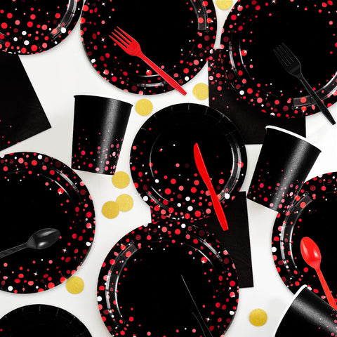 560Pcs Red Dot on Black Paper Supplies - Grencian