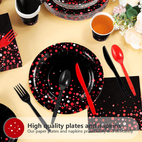 560Pcs Red Dot on Black Paper Supplies - Grencian