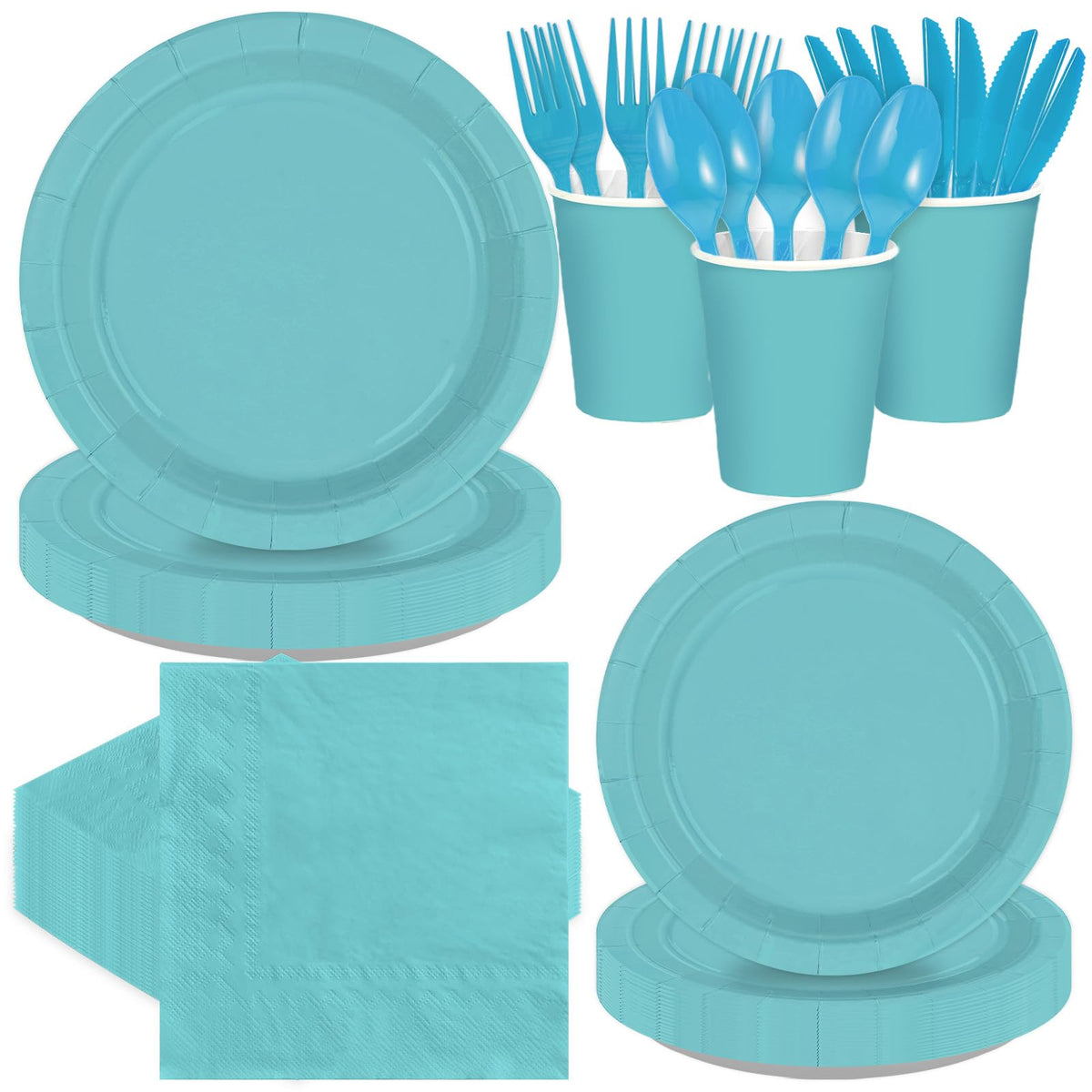 560Pcs Teal Blue Party Paper Supplies