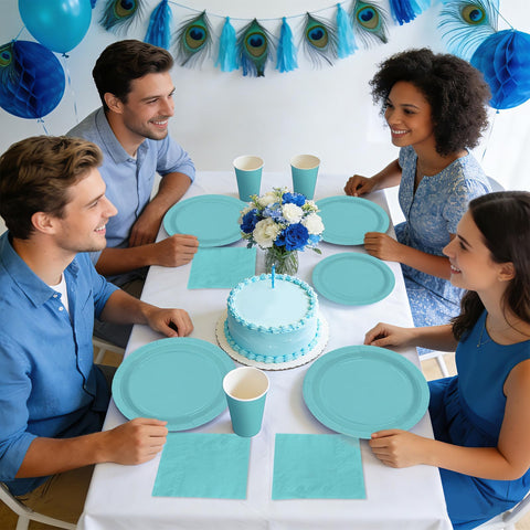 560Pcs Teal Blue Party Paper Supplies