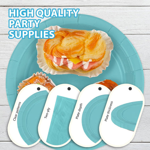 560Pcs Teal Blue Party Paper Supplies