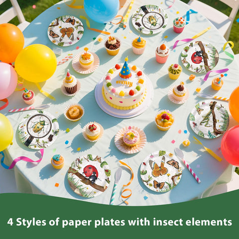 60 Pcs 7-inch Bug Party Plates - Grencian