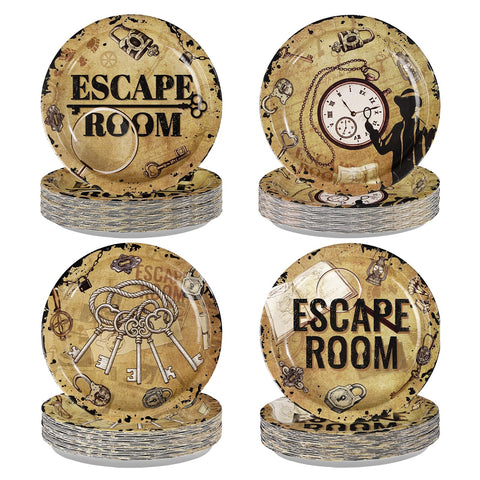 60 Pcs 7-inch Escape Room Party Plates - Grencian