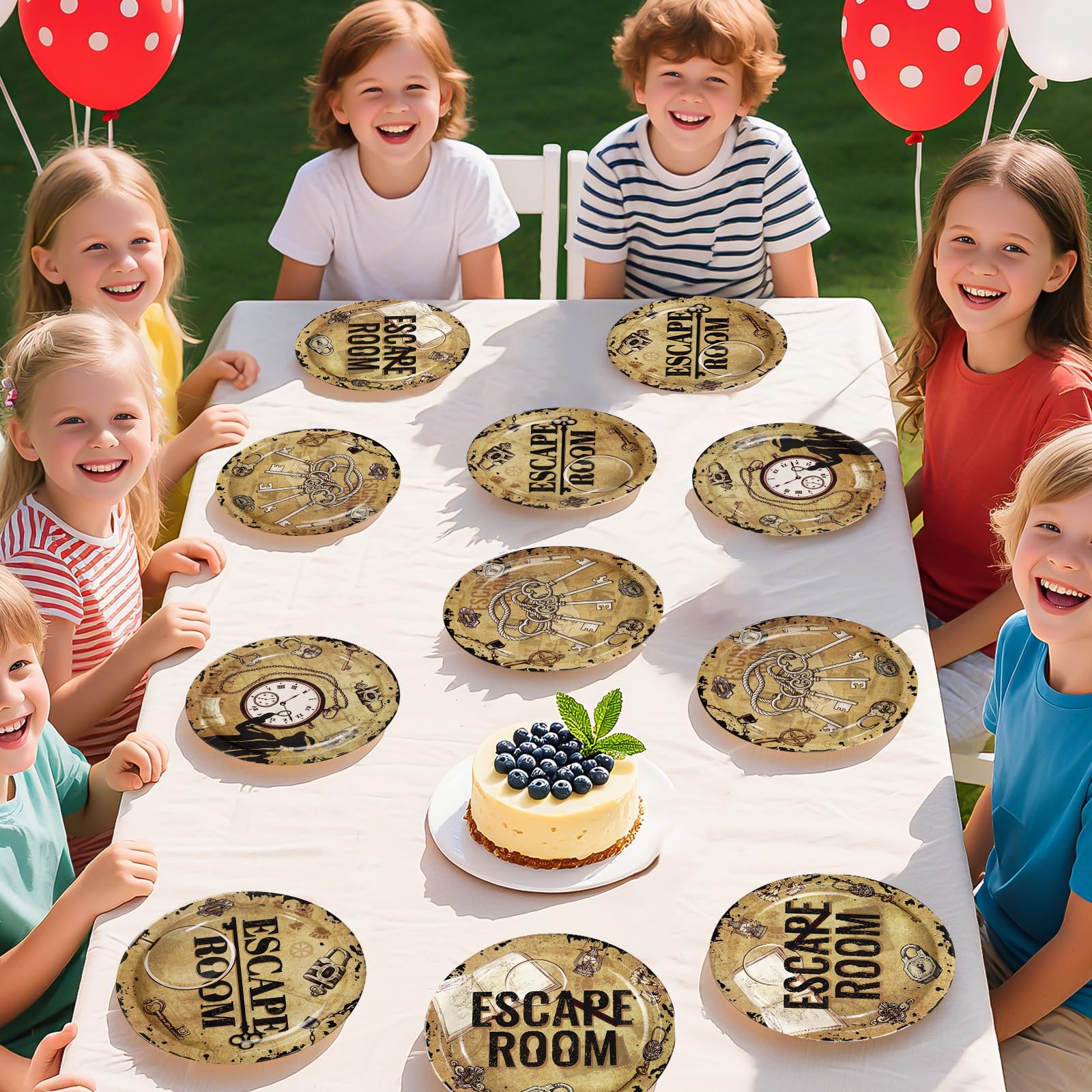 60 Pcs 7-inch Escape Room Party Plates - Grencian