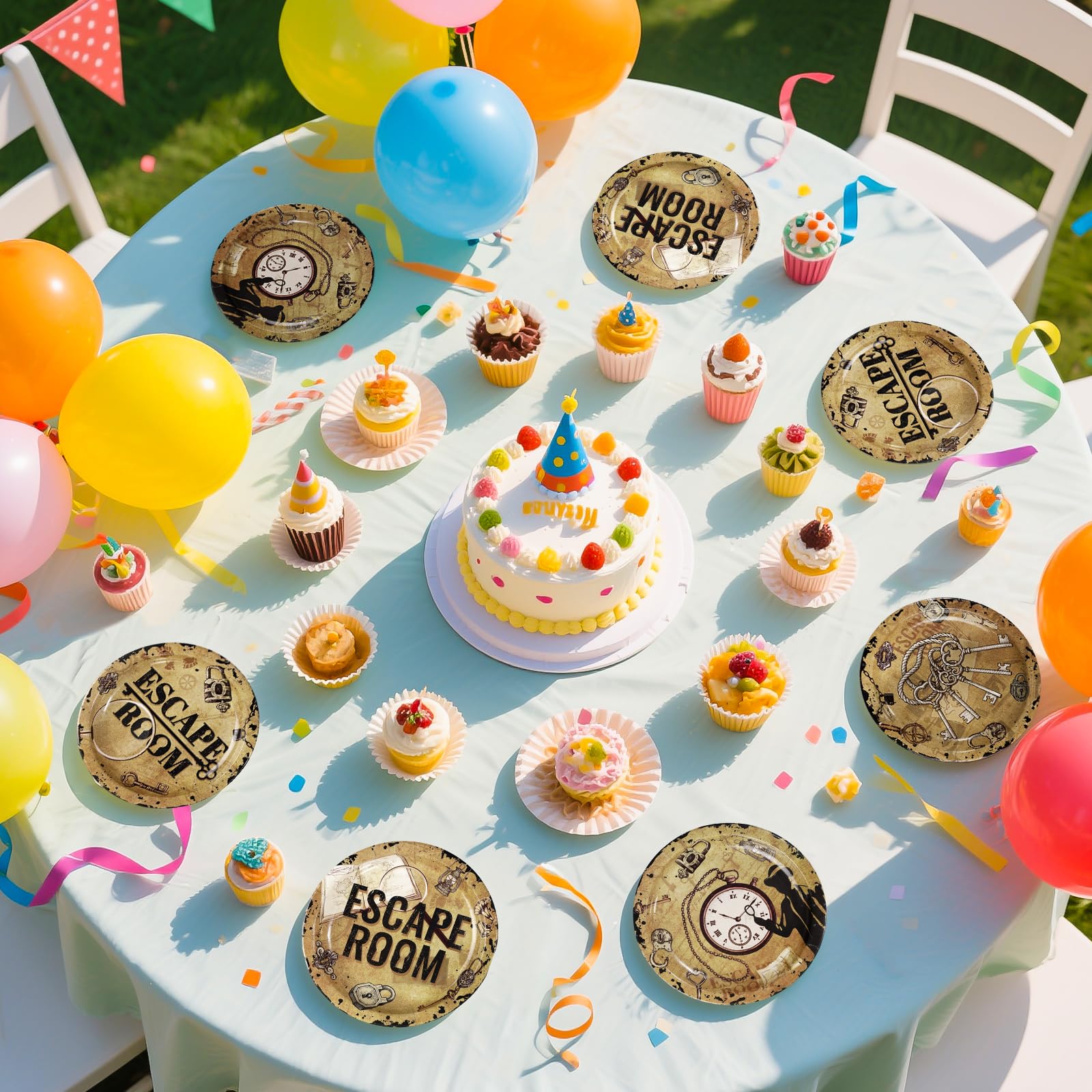 60 Pcs 7-inch Escape Room Party Plates - Grencian