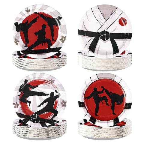 60 Pcs 7-inch Karate Party Plates - Grencian