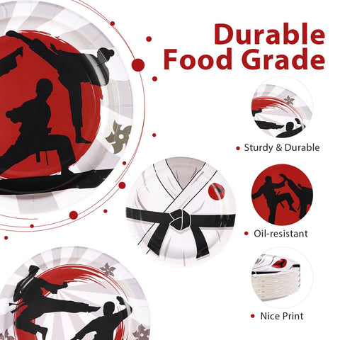60 Pcs 7-inch Karate Party Plates - Grencian
