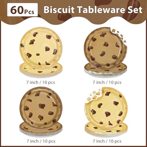 60 Pcs 7-inch Milk and Cookies Party Plates - Grencian