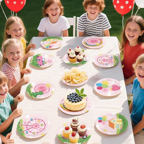 60 Pcs 7-inch Pink Pig Party Plates - Grencian