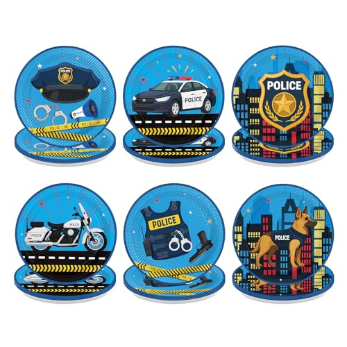 60 Pcs 7-inch Police Party Plates - Grencian