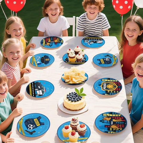 60 Pcs 7-inch Police Party Plates - Grencian