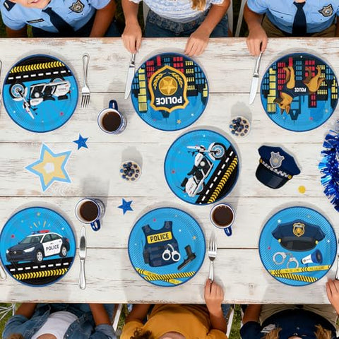 60 Pcs 7-inch Police Party Plates - Grencian