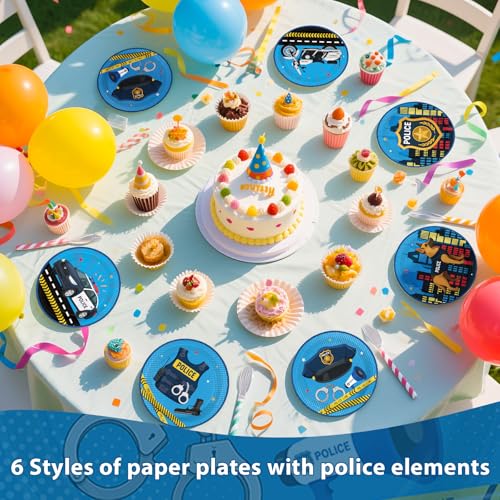 60 Pcs 7-inch Police Party Plates - Grencian