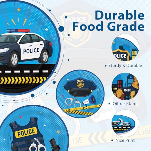 60 Pcs 7-inch Police Party Plates - Grencian