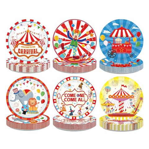 60 Pcs 9-inch Carnival Party Plates - Grencian