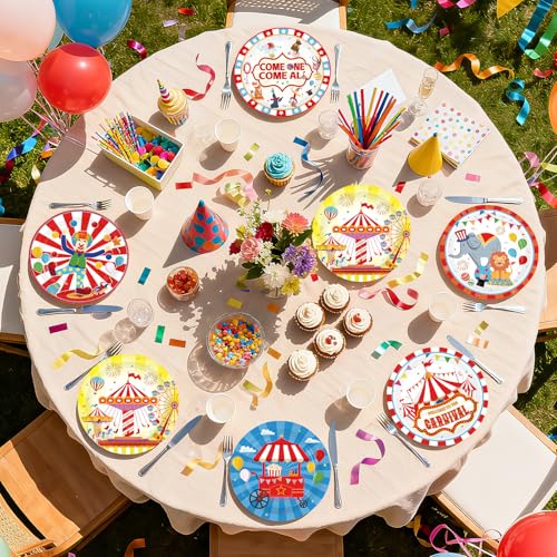 60 Pcs 9-inch Carnival Party Plates - Grencian