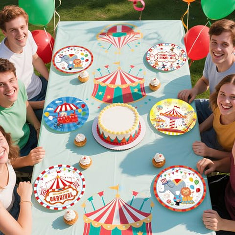 60 Pcs 9-inch Carnival Party Plates - Grencian