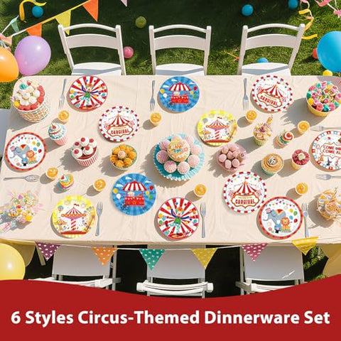 60 Pcs 9-inch Carnival Party Plates - Grencian