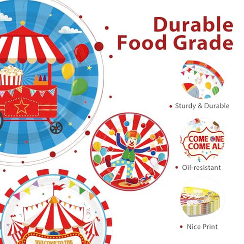 60 Pcs 9-inch Carnival Party Plates - Grencian