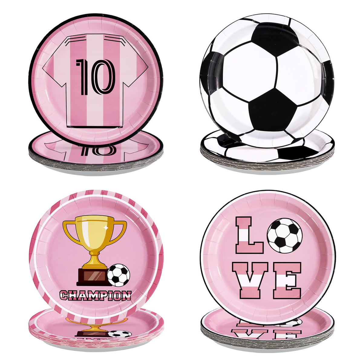 60 Pcs 9-inch Football Player Pink Party Plates - Grencian