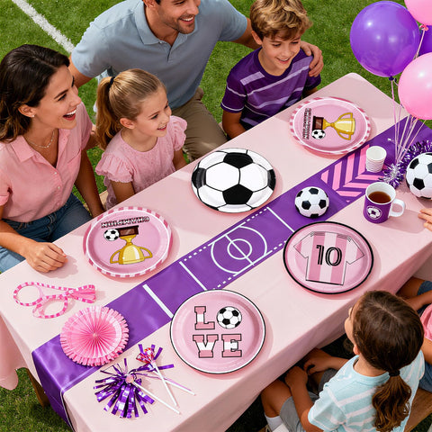 60 Pcs 9-inch Football Player Pink Party Plates - Grencian