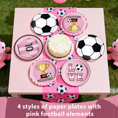 60 Pcs 9-inch Football Player Pink Party Plates - Grencian