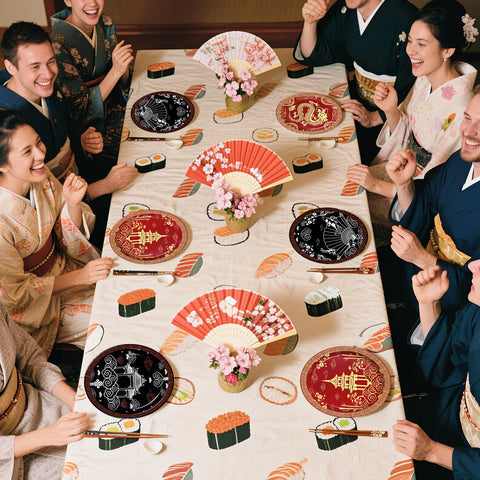 60 Pcs 9-inch Hibachi Party Plates - Grencian