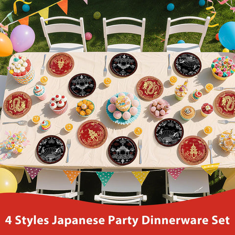 60 Pcs 9-inch Hibachi Party Plates - Grencian