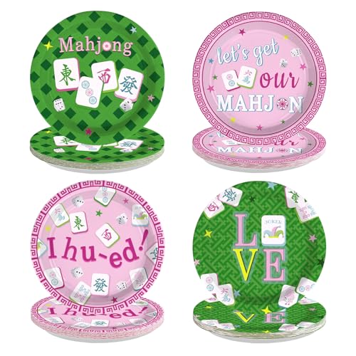 60 Pcs 9-inch Mah Jong Party Plates - Grencian