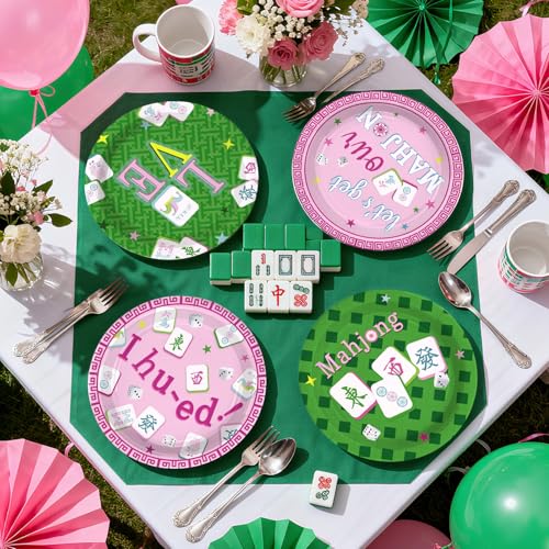 60 Pcs 9-inch Mah Jong Party Plates - Grencian