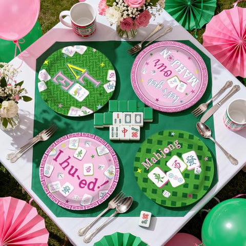 60 Pcs 9-inch Mah Jong Party Plates - Grencian