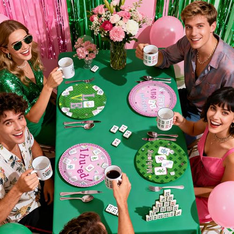 60 Pcs 9-inch Mah Jong Party Plates - Grencian