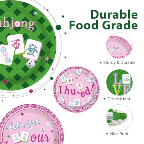 60 Pcs 9-inch Mah Jong Party Plates - Grencian