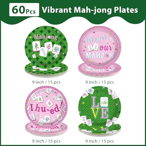 60 Pcs 9-inch Mah Jong Party Plates - Grencian