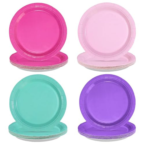 60 Pcs 9-inch Mermaid Solid Party Plates - Grencian