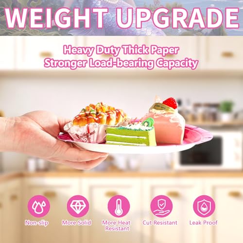 60 Pcs 9-inch Mermaid Solid Party Plates - Grencian
