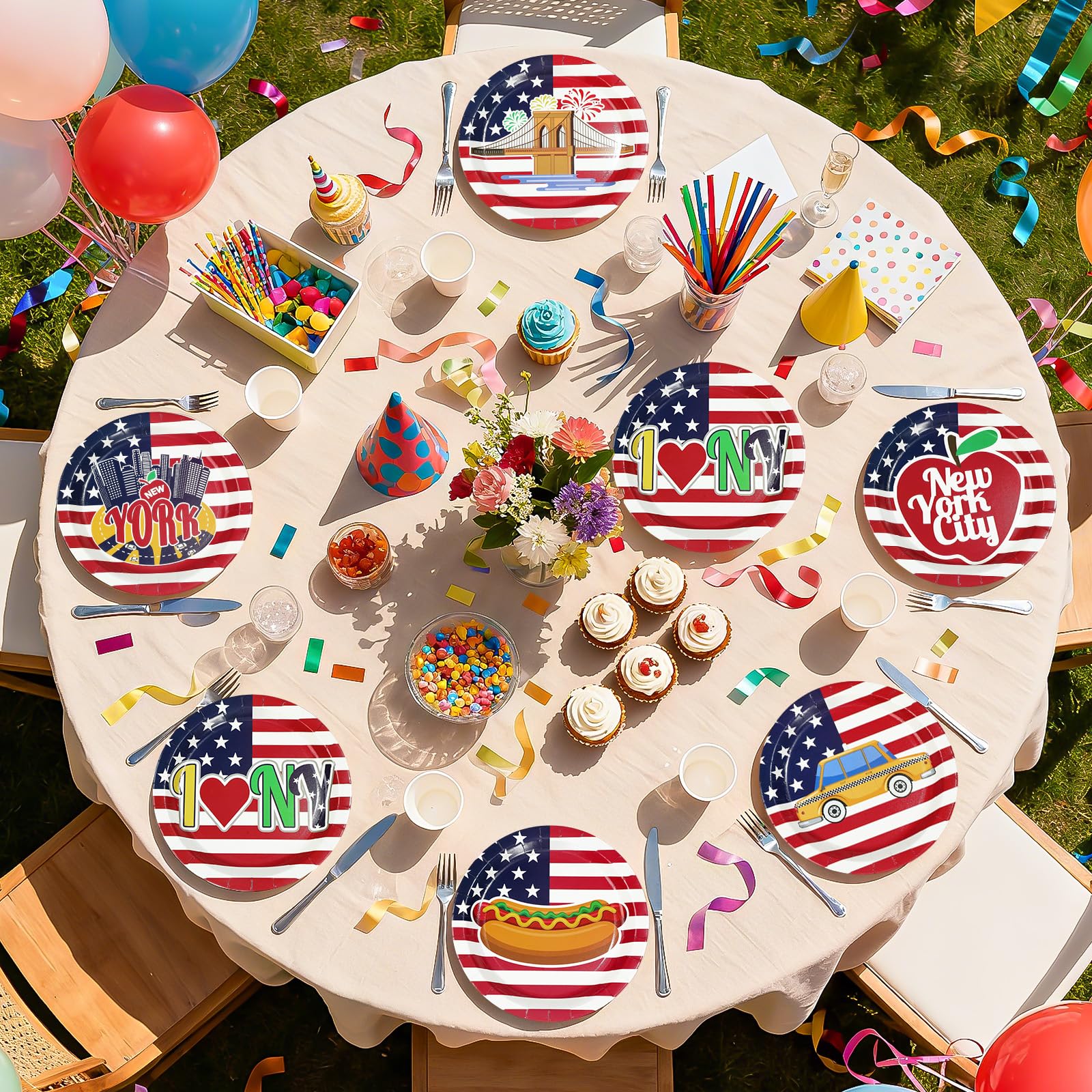 60 Pcs 9-inch New York City Party Plates - Grencian