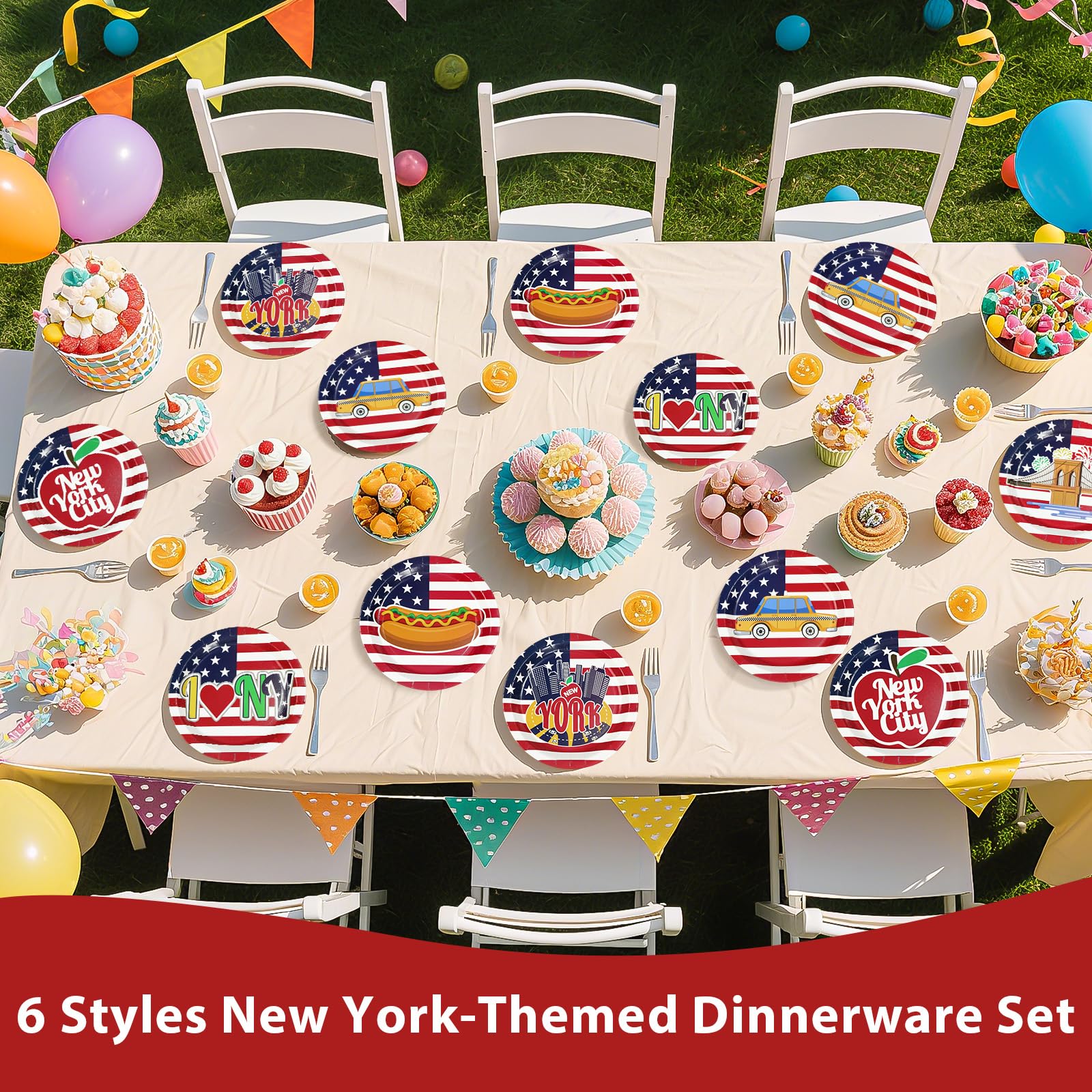 60 Pcs 9-inch New York City Party Plates - Grencian