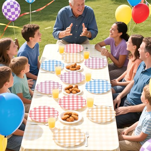 60 Pcs 9-inch Picnic Gingham Party Plates - Grencian