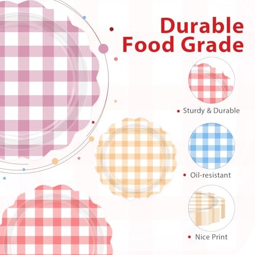 60 Pcs 9-inch Picnic Gingham Party Plates - Grencian