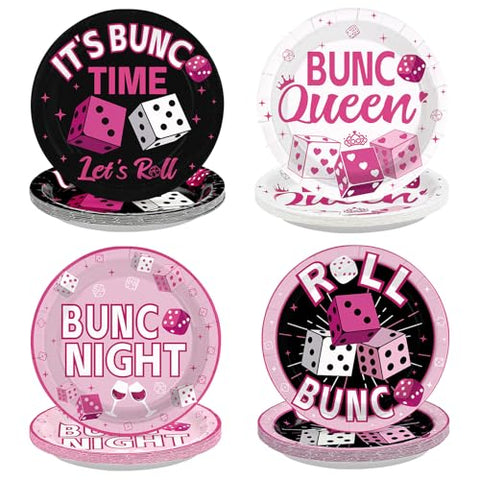 60 Pcs 9-inch Pink Black Dice Game Party Plates - Grencian