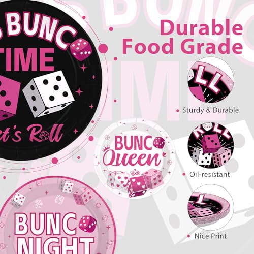60 Pcs 9-inch Pink Black Dice Game Party Plates - Grencian