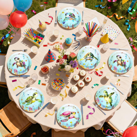 60 Pcs 9-inch Sea Turtle Party Plates - Grencian
