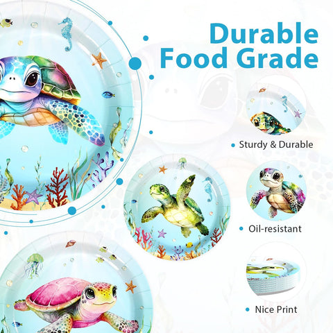 60 Pcs 9-inch Sea Turtle Party Plates - Grencian