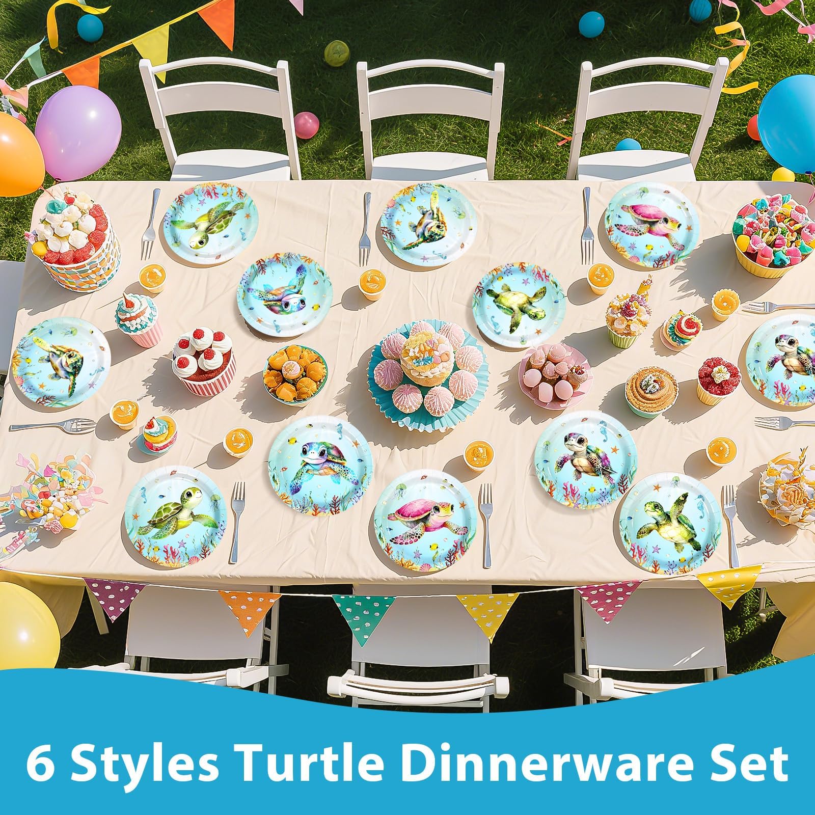 60 Pcs 9-inch Sea Turtle Party Plates - Grencian